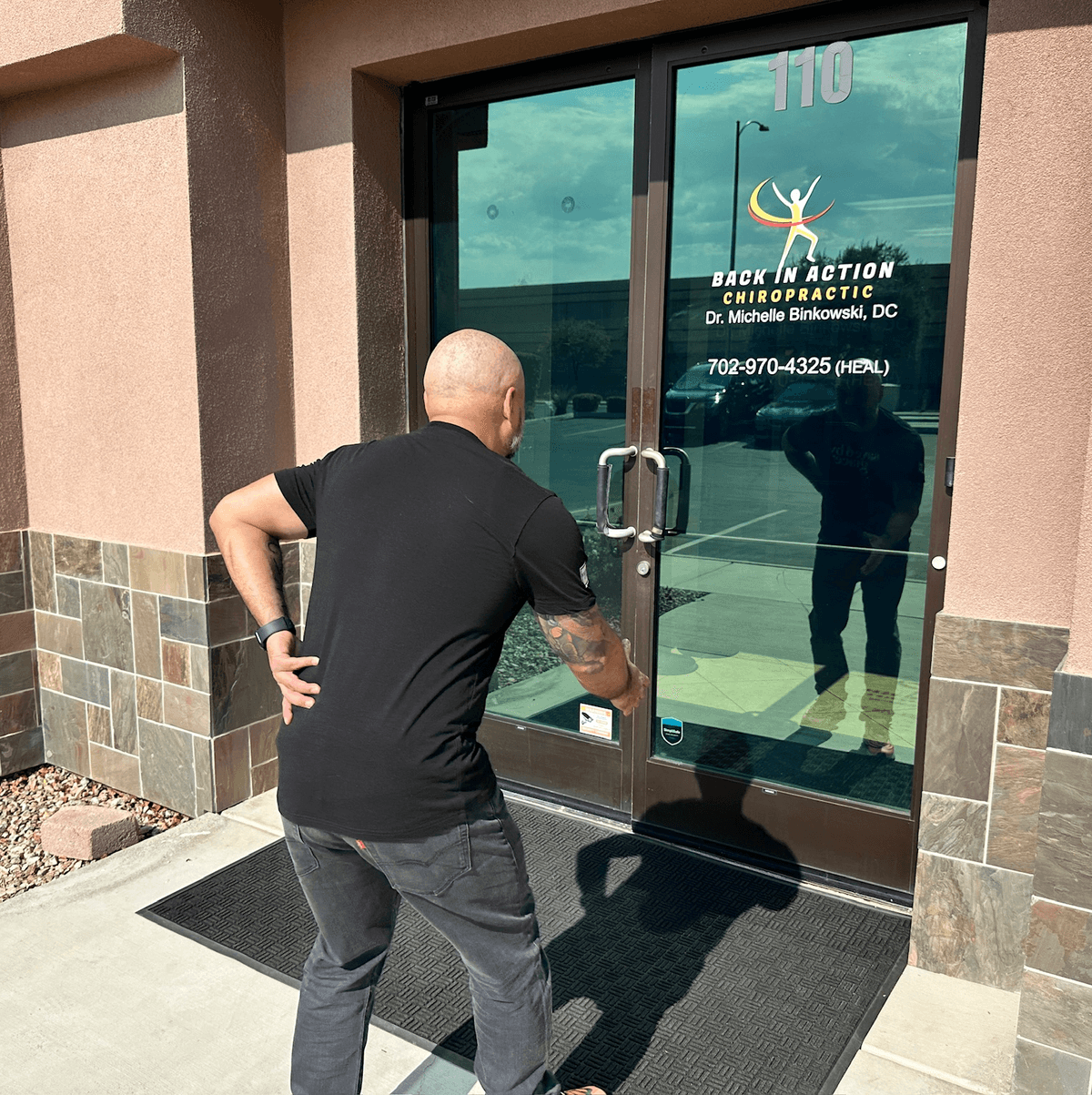 Back in Action Chiropractic office entrance at 5552 S Fort Apache Rd Las Vegas